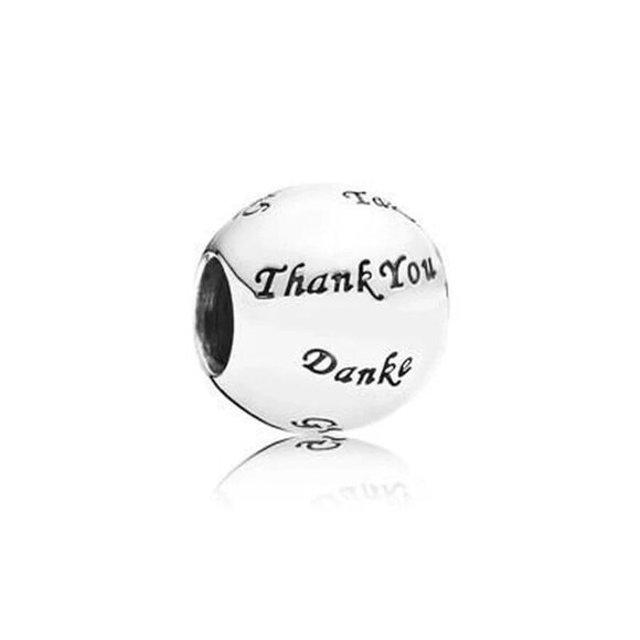 New Authentic Pandora Charm Bead Many Thanks 791276 W Package & Pouch, Retired - Picture 4 of 4